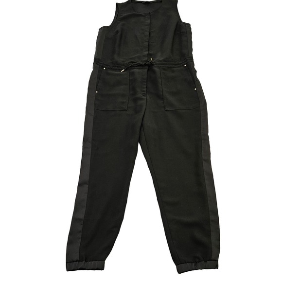 Banana Republic Women's Black Sleeveless Button Up Tie Waist Jumpsuit. Size 14 - Picture 2 of 14